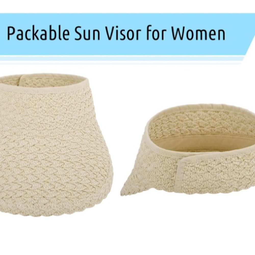 LIKE NEW Packable Straw Sun Visor for Women